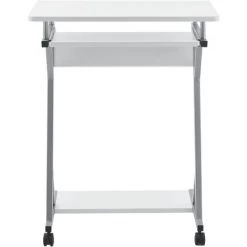 [en.casa]® Bureau D'ordinateur Roulant Table Informatique Avec Support Clavier Coulissant Avec 4 Roulettes MDF Et Acier Revêtu Par Poudre 60 X 40 X 75 Cm Blanc -France Bureau Soldes 2022 16434930 3