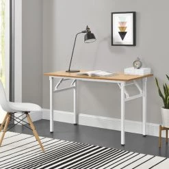 [neu.haus] Table Pliante Table De Cuisine Table à Manger Hauteur Réglable Pour 4 Personnes 120 X 60 X 75-76,4cm Hêtre Et Blanc