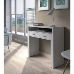 CAESAROO Bureau 98,5x36 Cm Extensible Blanc Mat Avec Deux Tiroirs | Blanc -France Bureau Soldes 2022 16625351 5