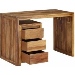 HELLOSHOP26 Bureau Table Meuble Travail Informatique Bois Massif De Sesham 110 Cm - Bois