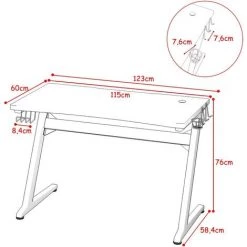 COSTWAY Bureau Gaming,Bureau De Jeu Pour Gamer Avec 1 Porte-écouteurs,1 Porte-gobelet,2 Crochets,1 Tapis De Souris 123 X 60 X 76CM 11 COSTWAY Bureau Gaming,Bureau De Jeu Pour Gamer Avec 1 Porte-écouteurs,1 Porte-gobelet,2 Crochets,1 Tapis De Souris 123 X 60 X 76CM -France Bureau Soldes 2022 16894926 5