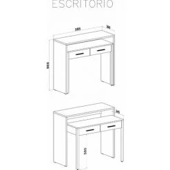 SKRAUT HOME Bureau Extensible, Table Pour Ordinateur, 2 Tiroirs, Blanc. - BLANC -France Bureau Soldes 2022 16949514 3