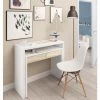 CAESAROO Bureau 98,5x36 Cm Extensible Blanc Arctique Et Roble Canadien Avec Deux Tiroirs | Couleur