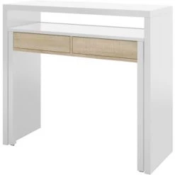 CAESAROO Bureau 98,5x36 Cm Extensible Blanc Arctique Et Roble Canadien Avec Deux Tiroirs | Couleur -France Bureau Soldes 2022 16970753 5