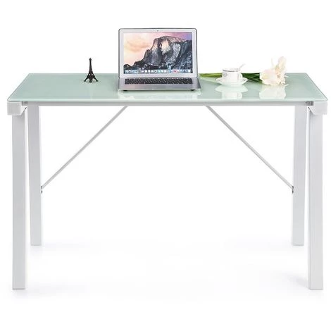 INTEROUGE Bureau En Verre Trempé Moderne, Bureau Informatique, Poste De Travail Blanc 3 INTEROUGE Bureau En Verre Trempé Moderne, Bureau Informatique, Poste De Travail Blanc