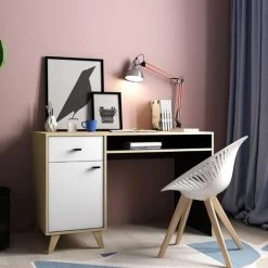 CONCEPT-USINE Bureau En Bois Avec Tiroir Et Placard LEIRA - Blanc 7 CONCEPT-USINE Bureau En Bois Avec Tiroir Et Placard LEIRA - Blanc -France Bureau Soldes 2022 17069187 2