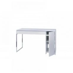 INSIDE75 PRADO Bureau Blanc Avec Piétement Acier Chromé 1 Porte 1 Tiroir - Blanc -France Bureau Soldes 2022 17393680 3
