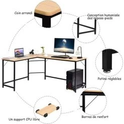 COSTWAY Bureau/Table Informatique,Bureau/Table D’Ordinateurd’Angle En Bois Et Métal Pour Maison,Bureau 168 X 125 X 74CM Bois/Noir 10 COSTWAY Bureau/Table Informatique,Bureau/Table D’Ordinateurd’Angle En Bois Et Métal Pour Maison,Bureau 168 X 125 X 74CM Bois/Noir -France Bureau Soldes 2022 17764239 4