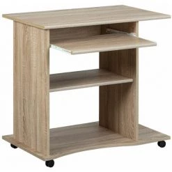 ALTOBUY LIST - Meuble Informatique Sur Roulettes Aspect Bois - Marron Clair