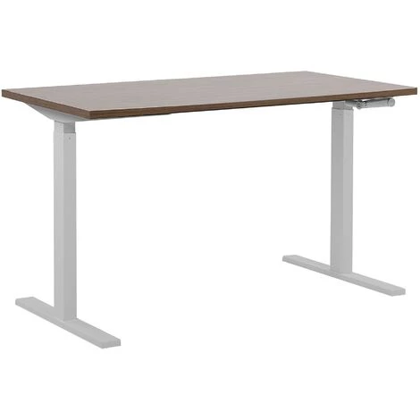 BELIANI Table à Hauteur Ajustable En Acier Bois Foncé - Bois Foncé 3 BELIANI Table à Hauteur Ajustable En Acier Bois Foncé - Bois Foncé