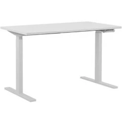 BELIANI Table à Hauteur Ajustable En Acier Blanc - Blanc