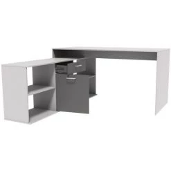HABITAT ET JARDIN Bureau "Mars" - 136 X 140 X 73,5 Cm - Blanc / Gris -France Bureau Soldes 2022 18034919 3