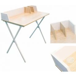 ALTOBUY BADIE - Bureau Plateau Effet Bois Et Piètement Blanc - Marron Clair -France Bureau Soldes 2022 18200161 4