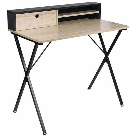 ALTOBUY CAHILL - Bureau Multi-Rangement Effet Bois Et Noir - Marron Clair 3 ALTOBUY CAHILL - Bureau Multi-Rangement Effet Bois Et Noir - Marron Clair