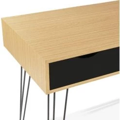 IDMARKET Bureau 3 Tiroirs Vintage NOEMI Bois Pied épingle - Naturel -France Bureau Soldes 2022 18322186 4