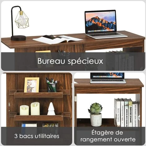 COSTWAY Table De Couture Pliante Meuble Pour Machine à Coudre Avec 3 Etagères Pour Bobines Et Roulettes Verrouillables En Bois 5 COSTWAY Table De Couture Pliante Meuble Pour Machine à Coudre Avec 3 Etagères Pour Bobines Et Roulettes Verrouillables En Bois – Image 3