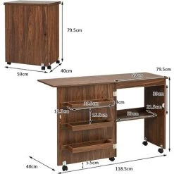 COSTWAY Table De Couture Pliante Meuble Pour Machine à Coudre Avec 3 Etagères Pour Bobines Et Roulettes Verrouillables En Bois 11 COSTWAY Table De Couture Pliante Meuble Pour Machine à Coudre Avec 3 Etagères Pour Bobines Et Roulettes Verrouillables En Bois -France Bureau Soldes 2022 18356737 5