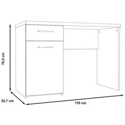 MEUBLETMOI Bureau Marron 1 Porte Et 1 Tiroir Décor Vieux Chêne - JULES - Bois -France Bureau Soldes 2022 18371548 3
