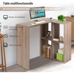 COSTWAY Bureau Informatique En Forme De L, Table D'Angle Pour L'Ordinateuravec Étagères De Rangement 90x60x75CM En Bois 10 COSTWAY Bureau Informatique En Forme De L, Table D'Angle Pour L'Ordinateuravec Étagères De Rangement 90x60x75CM En Bois -France Bureau Soldes 2022 18377459 4