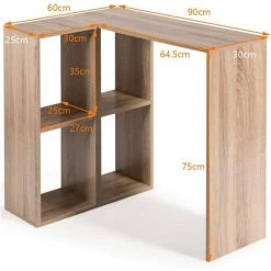 COSTWAY Bureau Informatique En Forme De L, Table D'Angle Pour L'Ordinateuravec Étagères De Rangement 90x60x75CM En Bois 11 COSTWAY Bureau Informatique En Forme De L, Table D'Angle Pour L'Ordinateuravec Étagères De Rangement 90x60x75CM En Bois -France Bureau Soldes 2022 18377459 5