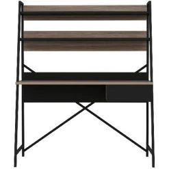 HOMEMANIA Bureau Arte Avec Etageres, Tiroir - Pour Bureau, Chambre - Noyer, Noir En Bois, 124 X 55 X 150 Cm -France Bureau Soldes 2022 18405536 5