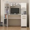 HOME MANIA Bureau Merry Compacte Avec Bibliotheque Integree - Avec Etageres, Tiroir, Porte - Pour Bureau, Chambre - Blanc, Noyer En Bois, 144 X 60 X 151 Cm -France Bureau Soldes 2022 18405552 1