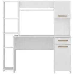 HOME MANIA Bureau Merry Compacte Avec Bibliotheque Integree - Avec Etageres, Tiroir, Porte - Pour Bureau, Chambre - Blanc, Noyer En Bois, 144 X 60 X 151 Cm 9 HOME MANIA Bureau Merry Compacte Avec Bibliotheque Integree - Avec Etageres, Tiroir, Porte - Pour Bureau, Chambre - Blanc, Noyer En Bois, 144 X 60 X 151 Cm -France Bureau Soldes 2022 18405552 3
