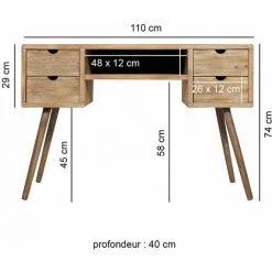 MADE IN MEUBLES Bureau En Bois De Sapin Natural - Marron 8 MADE IN MEUBLES Bureau En Bois De Sapin Natural - Marron -France Bureau Soldes 2022 18478852 3