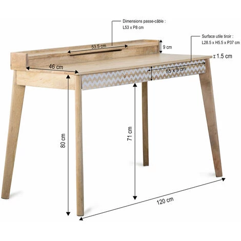MADE IN MEUBLES Bureau Pupitre En Bois De Manguier Siméon - Blanc 5 MADE IN MEUBLES Bureau Pupitre En Bois De Manguier Siméon - Blanc – Image 3