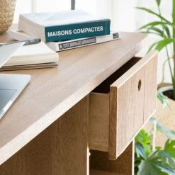 MADE IN MEUBLES Bureau En Bois De Frêne Et Métal Ortense - Noir -France Bureau Soldes 2022 18496624 4