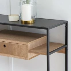 MADE IN MEUBLES Console En Bois De Frêne Et Métal Ortense - Noir -France Bureau Soldes 2022 18496625 3