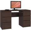 HUCOCO GOYA - Bureau Informatique Moderne 135x77x50 Cm - 6 Tiroirs + Support Clavier - Gaming - Table Ordinateur Multi-rangements - Marron