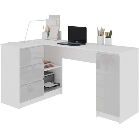 HUCOCO BALAUR - Bureau Informatique D'angle 155x85x77cm - 3 Tiroirs + Grandes Niches - Table Ordinateur Multi-rangements - Gris 3 HUCOCO BALAUR - Bureau Informatique D'angle 155x85x77cm - 3 Tiroirs + Grandes Niches - Table Ordinateur Multi-rangements - Gris