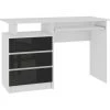 HUCOCO TOSKA - Bureau Droit 3 Tiroirs Style Moderne - 135x77x60 Cm - Table Ordinateur - Noir