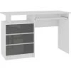 HUCOCO TOSKA - Bureau Informatique - 135x77x60cm - Grand Plateau 3 Tiroirs - Bureau Droit - Gris