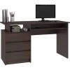 HUCOCO TOSKA - Bureau Informatique Style Contemporain 135x77x60 Cm - Grand Plateau + 3 Tiroirs + Niche De Rangement - Mobilier Bureau - Marron -France Bureau Soldes 2022 18516746 1
