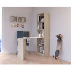 HUCOCO MERAK - Bureau Réversible Avec Bibliothèque Bureau Salon - 125x180x50cm - Meuble Rangement Gain De Place - Bureau Compacte - Beige 6 HUCOCO MERAK - Bureau Réversible Avec Bibliothèque Bureau Salon - 125x180x50cm - Meuble Rangement Gain De Place - Bureau Compacte - Beige -France Bureau Soldes 2022 18516749 2