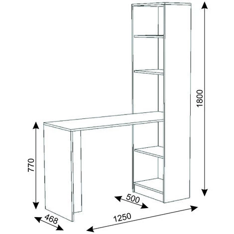 HUCOCO MERAK - Bureau Réversible Avec Bibliothèque Bureau Salon - 125x180x50cm - Meuble Rangement Gain De Place - Bureau Compacte - Beige 5 HUCOCO MERAK - Bureau Réversible Avec Bibliothèque Bureau Salon - 125x180x50cm - Meuble Rangement Gain De Place - Bureau Compacte - Beige – Image 3