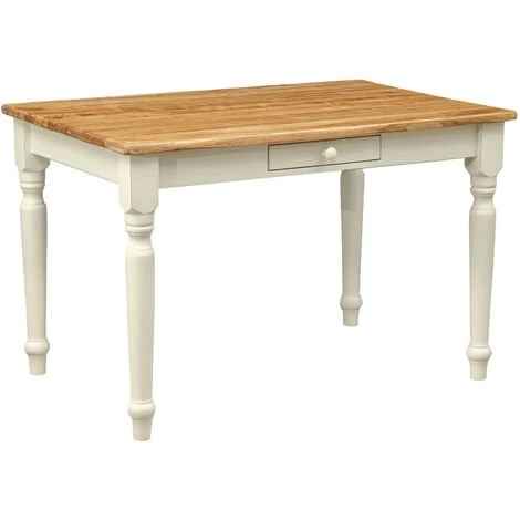 BISCOTTINI Table à Rallonge Style Champêtre En Bois Massif De Tilleul Avec Structure Antique Blanche Et Plan En Finition Naturelle 3 BISCOTTINI Table à Rallonge Style Champêtre En Bois Massif De Tilleul Avec Structure Antique Blanche Et Plan En Finition Naturelle