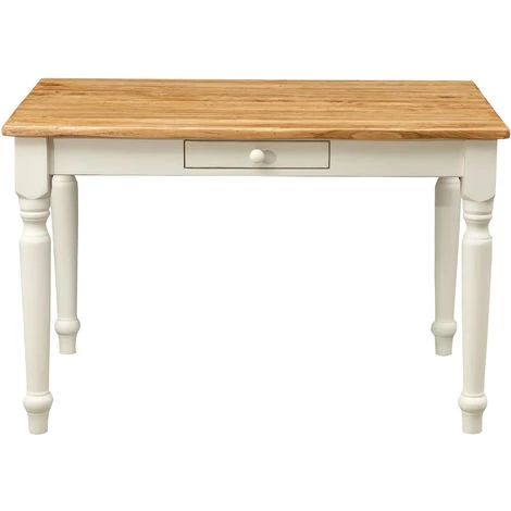 BISCOTTINI Table à Rallonge Style Champêtre En Bois Massif De Tilleul Avec Structure Antique Blanche Et Plan En Finition Naturelle 4 BISCOTTINI Table à Rallonge Style Champêtre En Bois Massif De Tilleul Avec Structure Antique Blanche Et Plan En Finition Naturelle – Image 2