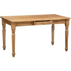 BISCOTTINI Table Non Extensible Style Rustique En Bois Massif Finition De Tilleulul Et Noyer -France Bureau Soldes 2022 18527424 3