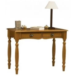 BEAUX MEUBLES PAS CHERS Bureau Pin Massif Miel 2 Tiroirs