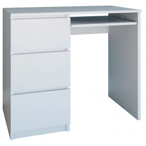 HUCOCO ILOA - Bureau Informatique D'ordinateur Style Moderne 98x51x76 - Travail Gaming - 3 Tiroirs + Support Clavier - Mobilier Bureau - Blanc 3 HUCOCO ILOA - Bureau Informatique D'ordinateur Style Moderne 98x51x76 - Travail Gaming - 3 Tiroirs + Support Clavier - Mobilier Bureau - Blanc