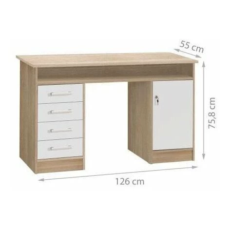 AUTRES FINLANDEK Bureau TYÖ Contemporain Décor Chene Et Blanc - L 126 Cm 4 AUTRES FINLANDEK Bureau TYÖ Contemporain Décor Chene Et Blanc - L 126 Cm – Image 2