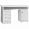 AUTRES ALICANTE Bureau A Clés, 1 Porte, 4 Tiroirs - Décor Papier Blanc - L 126 X P 55 X H 76 Cm -France Bureau Soldes 2022 18746290 1