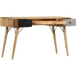 VidaXL Bureau Avec Tiroirs 130x50x80 Cm Bois Solide De Manguier - Brun -France Bureau Soldes 2022 18760993 2