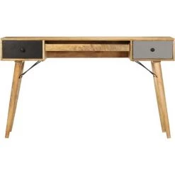 VidaXL Bureau Avec Tiroirs 130x50x80 Cm Bois Solide De Manguier - Brun -France Bureau Soldes 2022 18760993 3