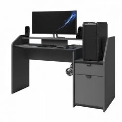 PARISOT GAMING Bureau De Jeu - Décor Gris Et Noir - L 154 X P 92 X H 68 Cm