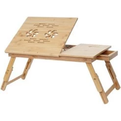 Table Pour Ordinateur Portable/portatif HHG-729, Table Pliante, Trous D'évent, Réglable, Bambou