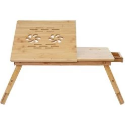 Table Pour Ordinateur Portable/portatif HHG-729, Table Pliante, Trous D'évent, Réglable, Bambou -France Bureau Soldes 2022 18941384 3